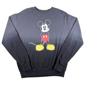 Disney Mickey Mouse Sweatshirt‎ Women Medium Ombre Grey Black Graphic Pullover